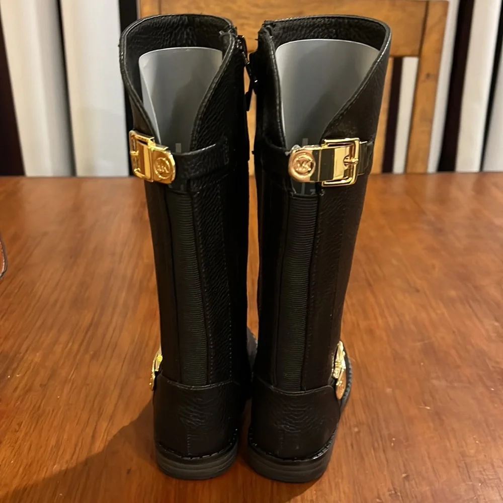 Michael Kors Emma Tara Boots black leather new Toddlers Girls Size 6